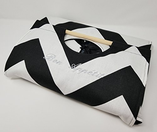 Bon Appetit Black Chevron 9x13 Dish Tote, Handcrafted in America, Old-Fashioned Casserole Carrier - Thumbnail 4