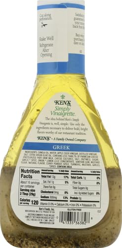 KENS STEAK HOUSE, SIMPLY VINAIGRETTE GREEK SALAD DRESSING, 16OZ