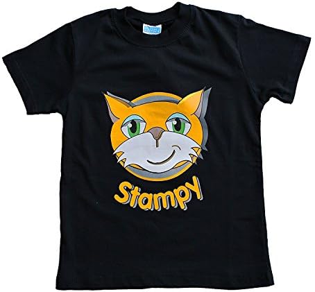Jhgjsdgk Girls Boys Unisex Stampy Cat Unisex T-Shirt You tuber Stampylongnose Youtube Tee Face 8 To 12 (12, Black)