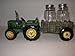 Green Tractor and Wagon Salt & Pepper Shaker Set - Farm Decor