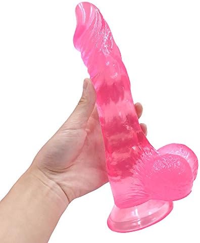 AZENEW RealisticD-il-d-0, 9.8" Realistic D-il-d-0-s with Strong Suction Cup and High Quality,Non-porous Non-toxic,01B-A3-B3 (Clear Pink)