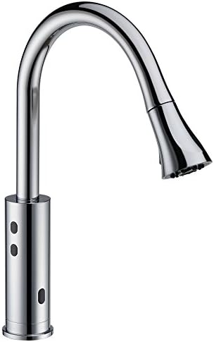Cinaton 2201 - iSense Automatic Sensor Pull-down Smart Faucet for Kitchen, Island, Medical Office Sink (Brush Nickel)
