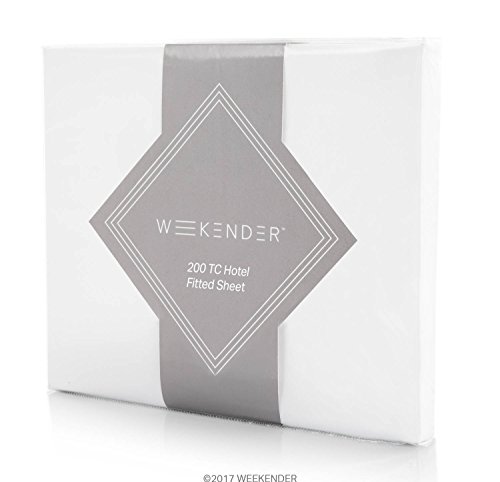 WEEKENDER 200 Thread Count Hotel Fitted Sheet - Cotton Rich Blend - White - Full,