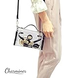 Transparent Shoulder Bag,Charminer Clear Cross Body Handbag Messenger Bag Women Girls Ladies Lock Plastic Bag Handbag Transparent Purse with Adjustable Strap Black