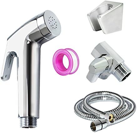 Dog Shower Sprayer Attachment Set for Pet Bathing and Washing-Bathroom Sprayer Kit-Shower Arm Diverter with Hand Shower Head and Hose (silvery)