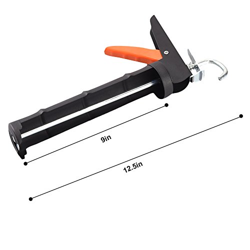TOOLTOO Classic 12.5'' Semi-circle Caulking Gun Smooth Round Rod Cradle Frame Gun Cartridge Gun Sealant Gun with Anti-skid Grip