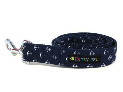Ditsy Pet Navy Anchor Lead L/XL