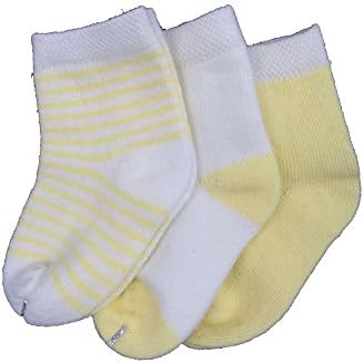 icekon Newborn Baby 3 Pack socks Anti Slip 0-12 Months (Yellow)