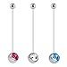 BodyJ4You Pregnant Belly Button Ring Crystal Set of 3 Flexible Curve Long Barbell