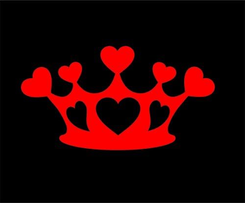 Crwon With Hearts - 6.5" x 3.5" Color Red