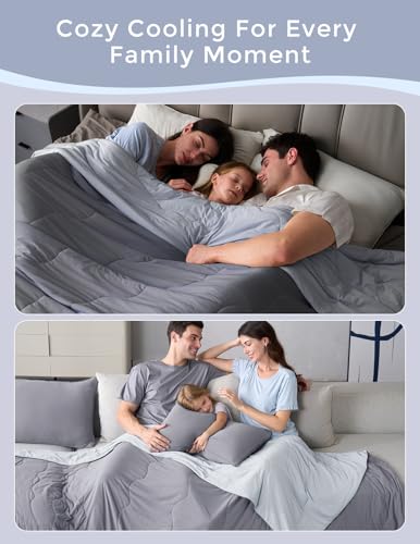 Momcozy Life CoolMurm Cooling Comforter for Hot Sleepers, King/Cali King 106"x90" Pregnancy Cooling Blanket, All-Season Lightweight Soft Breathable Cooling Quilt Duvet, Cool All Night, Deep Light Grey