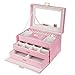 SONGMICS Jewelry Box, Girls Jewelry Organizer, Lockable Mirrored Storage Case, Pink UJBC116