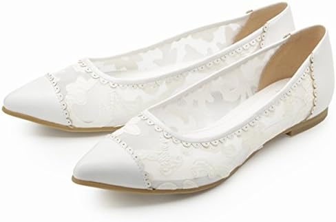 Amazon ミューズ Mew S レースフラットシューズ シロ 225 ファッションサンダル