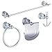AUSWIND Modern Chrome Crystal Mental Bathroom Accessories Hardware Sets Wall Mounted 4 Pieces (Towel bar/Towel Hook/Towel Ring/Toilet Paper Holder)