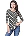 Allegra K Women's Long Sleeves Scoop Neck Casual Striped Chevron Print Tunic Top Medium Dark Gray