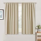RYB HOME Window Curtain Panels - Living Room Decoration Room Darkening Polyester Thermal Insulated Drapes Privacy Protect for Bedroom Kitchen Entryway, W 42 inch x L 45 inch, Biscotti Beige, 2 Pcs