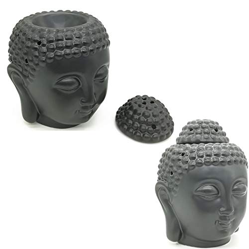 Ruilasago-Buddha-Head-Candle-Oil-Burner-Ceramic-Translucent-Statue-Hollow-Essential-Oil-Burner-Aromatherapy-Diffuser-Furnace-Tealight-Candle-Holders-for-Yoga-Meditation-Room-Home-Decor-2Black