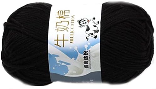 F-eshion Smooth Soft Milk Cotton Natural Hand Knitting Wool Yarn Ball Baby Wool for Scarf Sweater Craft (Black)