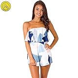 Backless Off Shoulder Rompers Print Summer Casual Womens Jumpsuits Fish&Fairy