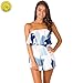 Backless Off Shoulder Rompers Print Summer Casual Womens Jumpsuits Fish&Fairy