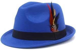 HEAVYSEVEN Classic Fedora Hats for Men & Women Wide Brim Felt Hat Panama Dress Fedora Hat
