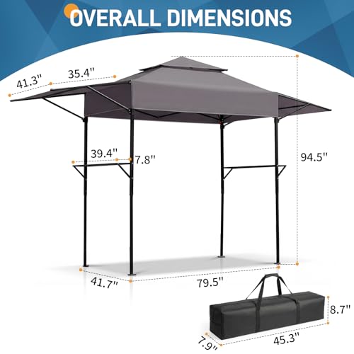 VINGLI 12x3.3ft Pop-Up Grill Gazebo Review: Portable BBQ Canopy with Shelves image 8