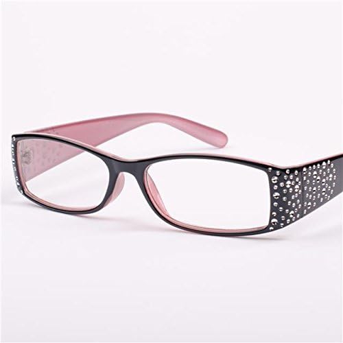 New Womens Ladies Designer Diamante Black/Pink Reading Glasses Lens