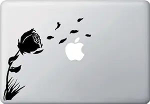 Yadda-Yadda Design Co. Rose in The Wind - MacBook or Laptop Vinyl Decal Sticker (Color Variations Available) (Black)