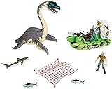 Animal Planet Deep Sea Dino Adventure 7 Piece Playset with Elasmosaurus, Green Camo Boat, Shark, Tuna, Net and Action Figure