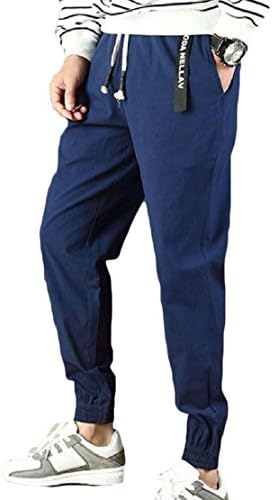 DoufineMen Doufine Mens Slim Trousers Outdoor Tapered Leg Drawstring Running Pants Navy Blue L