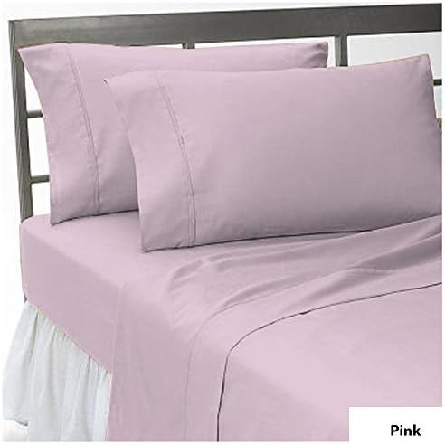 100% Egyptian Cotton New Collection 1 PC Fitted/ Bottom Sheet Fit Upto 10" inches Extra Deep Pocket Solid 500 Thread Count (Full XL , Pink).