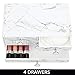 mDesign Decorative Wide Plastic Makeup Organizer Storage Station with 4 Drawers for Bathroom Vanity, Countertop, Cabinet - Holds Lip Gloss, Eyeshadow Palettes, Brushes, Blush, Mascara - Marble