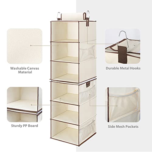 Kraper 6Shelves Hanging Closet Organizer Storage ,2PC 3Shelf