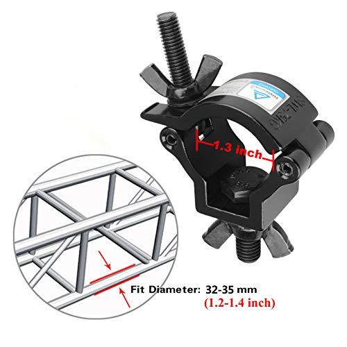 10 Pack Stage Lighting Clamp 1.26-1.38 Inch Lighting Mount Fits 32-35mm OD Pipe Duty 165lb Hook Clamp TUV Certified