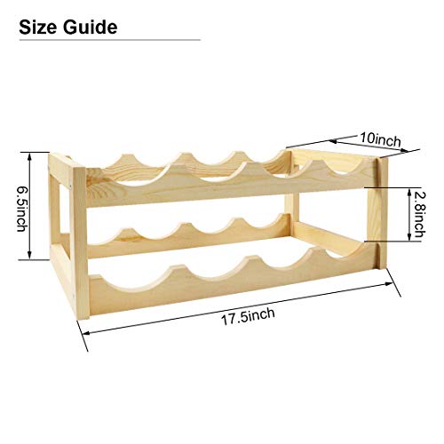 LadyRosian 8 Bottles Wine Rack 2 Tier Nature Bamboo Wine Display Rack,Free Standing and Countertop Wine Storage Shelf