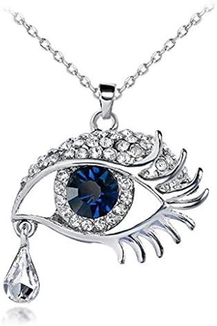 Clearance Tear Drop Necklace,FOOAMT Women Fashion Magic Eye Crystal Tear Drop Eyelashes Necklace Long Sweater Chain Romantic Jewelry Gift (B)