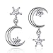 GOMYIE Asymmetrical Star Moon Ear Nail Hypoallergenic Crystal Pendant Jewelry Women'S Earrings(Silver color) primary