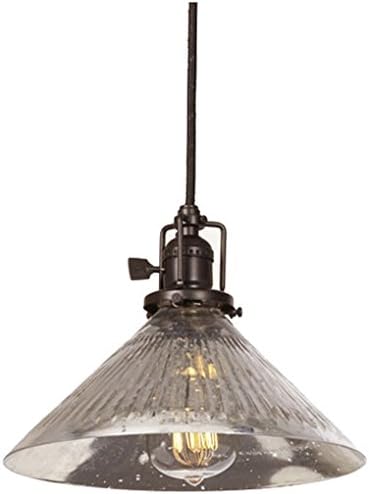 JVI Designs 1200-08 S2-SR 1-Light Union Square Pendant with Antique Mercury Ribbed Mouth Blown Glass Shade, 10" Wide