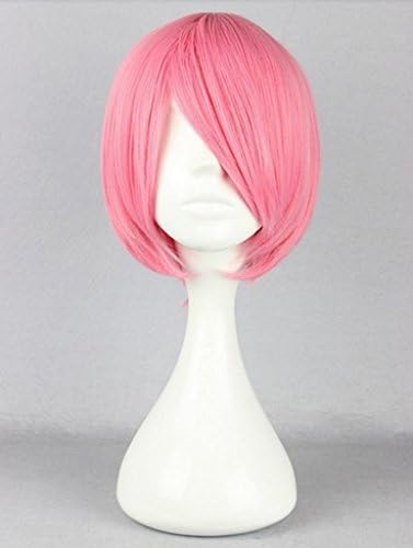 Stylish Short Straight Hair Wig for Women Cosplay Wig (Bright Pink) NW21-2