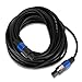 Speakon to Speakon Audio Cord - 50 ft 12 Gauge Male Speakon Connector to Male Speakon Connection, Black Heavy Duty Professional Speaker Cable Wire - Delivers High Quality Sound - Pyle Pro PPSS50