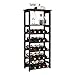 VASAGLE 20 Wooden Wine Rack, Free Standing Bottles Display Storage Shelf, with 2 Slatted Shelves,18.4 × 10.4 × 42.9 Inches, Espresso ULWR03BR