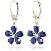 Galaxy Gold GG 14k Solid Gold Leverback Flower Earrings with Sapphires
