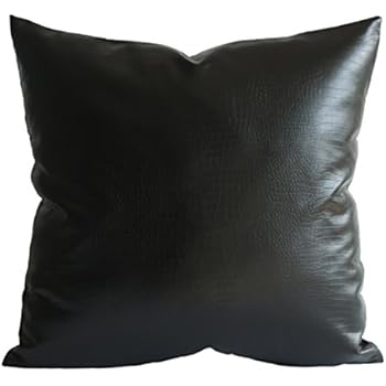Amazon Com Dreamhome Solid Faux Leather Decorative Pillow Cover