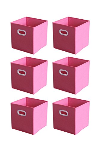 Shonpy Foldable Storage Bin Cube Organizer, 6 Pack, Pink