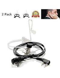 Auricular de radio de 2 pines, TFSeven Auricular de radio bidireccional de Walkie Talkie de tubo acústico oculto de 2 piezas con micrófono PTT Compatible con Kenwood, Puxing, Wouxun, Baofeng