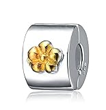 Soulbeads Gold Plated Flower Clip Lock Charm Authentic 925 Sterling Silver Bead for Charms Bracelet