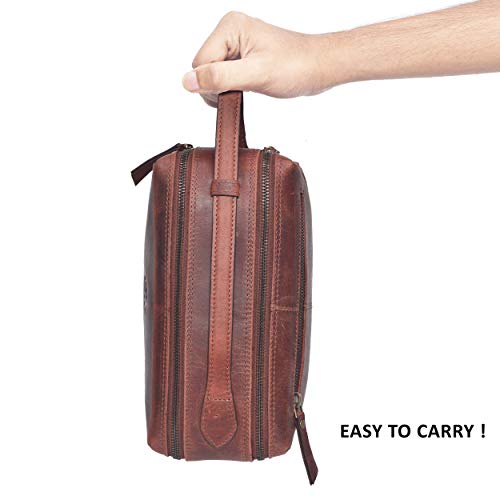 Leather toiletry bag for men - toiletry bag for women leather toiletry bag travel dopp kit Leather dopp men Shaving Kit (Brown Crazy Horse) - Thumbnail 5