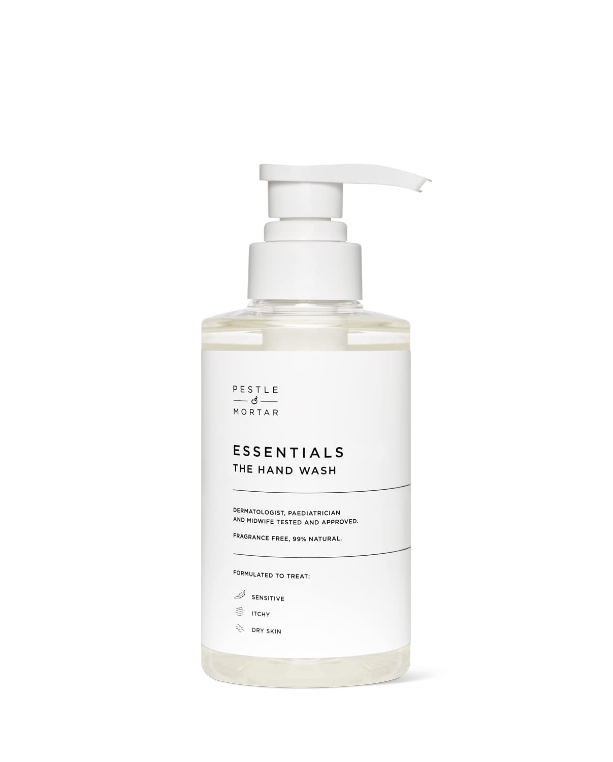 Pestle & Mortar Essentials The Hand Wash 300ml, For Dry, Itchy, Sensitive and Eczema-prone Skin, Cleans & Hydrates hands, Paraben Free, SLS Free & Unscented