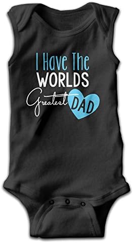I Have The Worlds Greatest Dad Baby Romper Bodysuit Summer Sleeveless Striped Jumpsuit Newborn,6-24 Months,Newborn Babys,Newborn Boy's &amp; Girl's Designed Size 3M Black