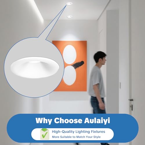 Aulaiyi Support Spot Encastrable GU10, Cadre Spot LED Encastrable Deep Design avec Douille GU10, Sans Ampoule, Blanc Mat, Spot Plafond Rond pour Salle de Bain & Cuisine, Trou 70-80 mm, Lot de 12